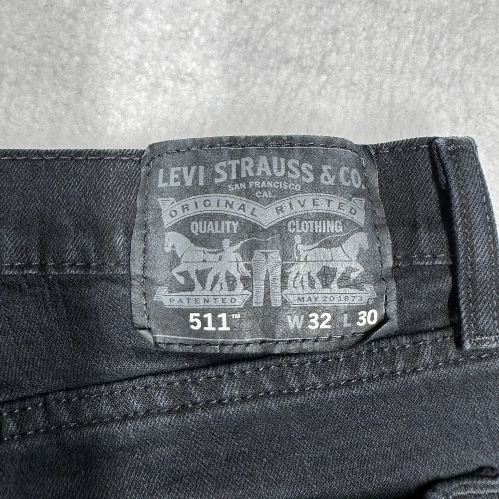 Levi's 511 Jeans Black Denim Slim Fit Straight Leg Stretch 5-Pocket Men's 32x30